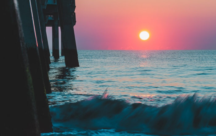 pier sunrise with 100mm macro lens