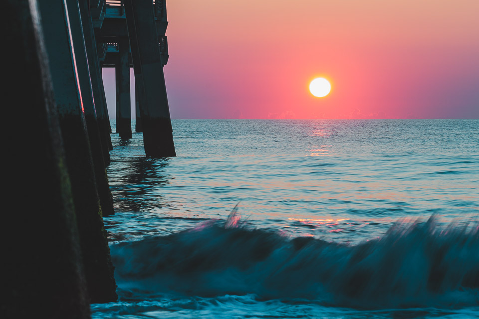 pier sunrise with 100mm macro lens